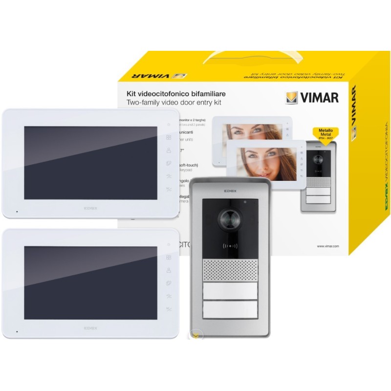 Kit videocitofonico 2F RFID a parete LCD a colori da 7" Vimar K42911