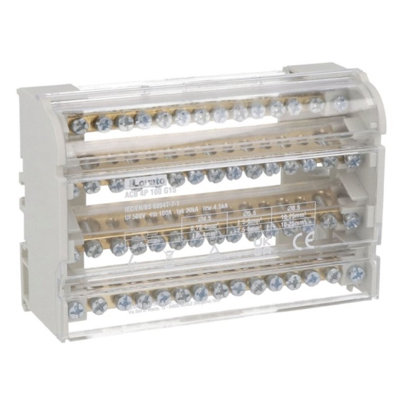 Ripartitore di potenza quadripolare 125A 7 fori Lovato ACB4P125D07