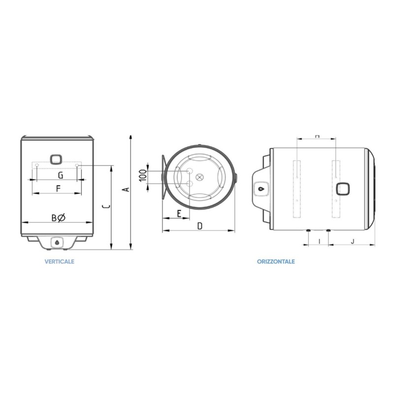 Riferimento dimensioni scaldabagno Atlantis