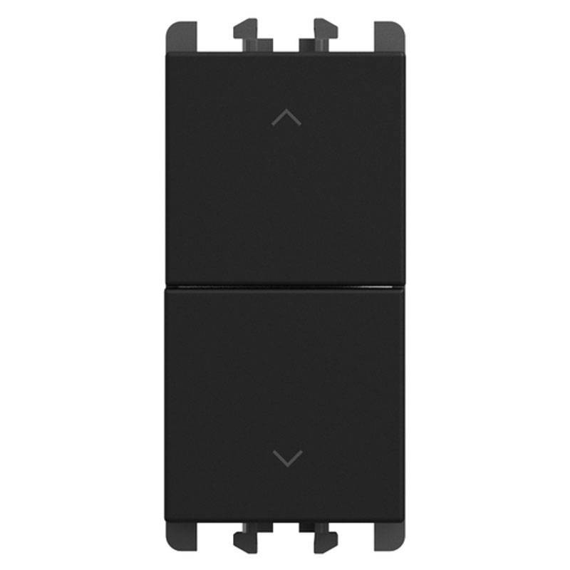 Doppio pulsante unipolare 10A interbloccato Nero Urmet serie Lybra 27139.N