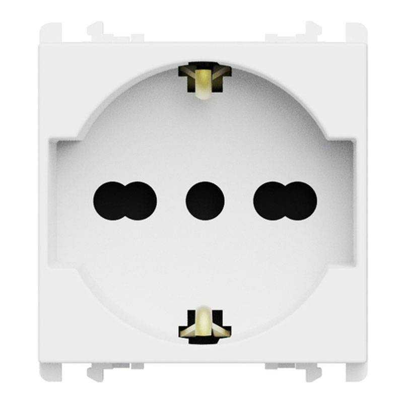 Presa Schuko bipasso 2P+T 10/16A 2 moduli Bianco serie Lybra Urmet 27310/2.B