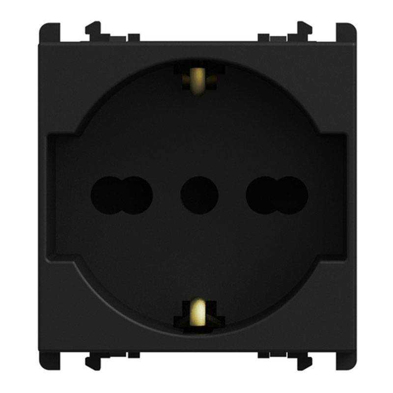 Presa Schuko bipasso 2P+T 10/16A 2 moduli Nero serie Lybra Urmet 27310/2.N
