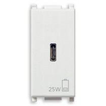 Alimentatore USB Tipo C da 25W 230Vac 1 uscita Bianco Vimar Plana 14292.C.25