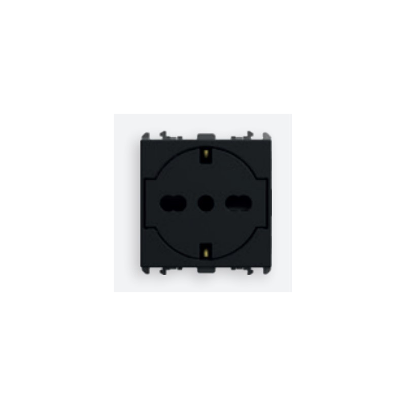 Presa Schuko Flat bipasso 2P+T 10/16A 2 moduli Nero Lybra Urmet 27314/2.N