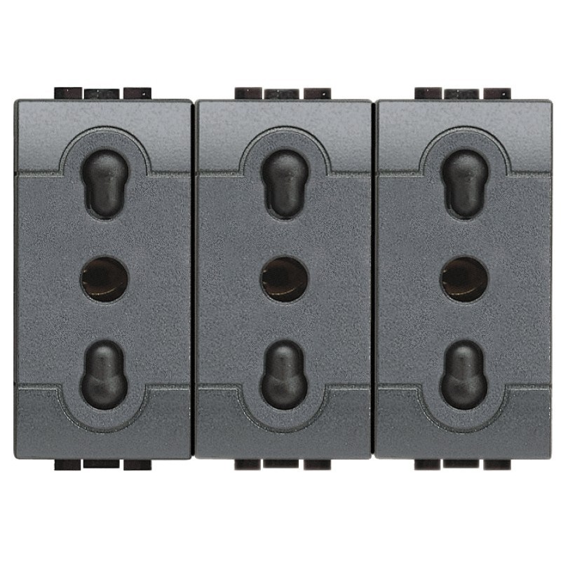 Presa Triplex Bipasso 10/16A 3 Posti Serie Civili Bticino LivingLight L4180/3