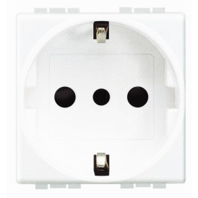Presa Schuko/Italiana 10A 2 Posti Serie Civili Bticino LivingLight N4140