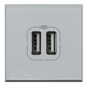 Caricatore USB 2 Prese 2 Posti Serie Civili  Bticino Axolute Chiara HC4285C2