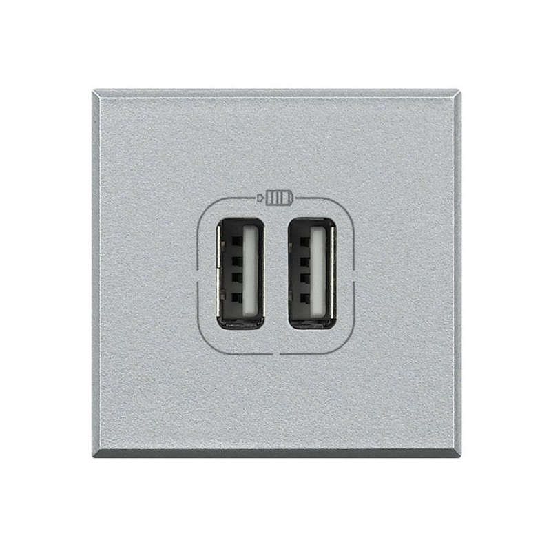 Caricatore USB 2 Prese 2 Posti Serie Civili  Bticino Axolute Chiara HC4285C2