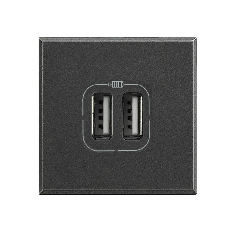 Caricatore USB 2 Prese 2 Posti  Serie Civili  Bticino Scura HS4285C2