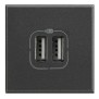 Caricatore USB 2 Prese 2 Posti  Serie Civili  Bticino Scura HS4285C2